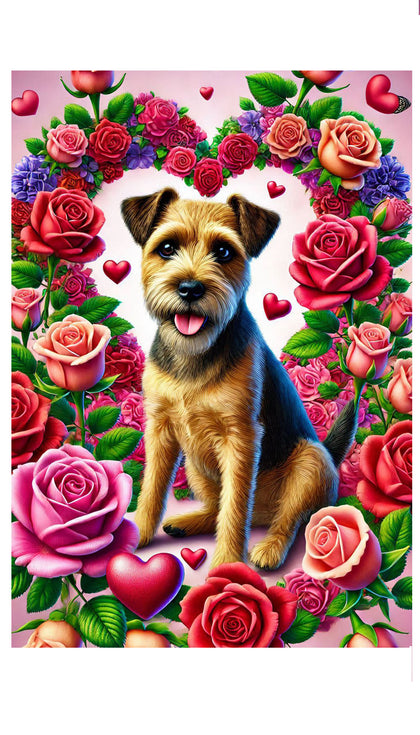 Border Terrier -  Best of Breed DCR Valentines Day Outdoor House and Garden Flag