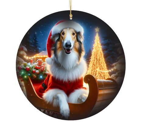 Borzoi -  Best of Breed DCR Christmas Tree Porcelain Ornament Double Sided