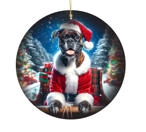 Boxer Brindle - Best of Breed DCR Christmas Tree Porcelain Ornament Double Sided