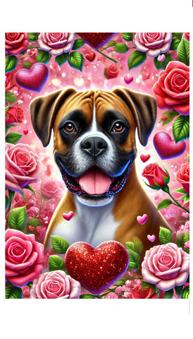 Boxer Fawn Uncropped - Best of Breed DCR Valentines Day Outdoor House and Garden Flag