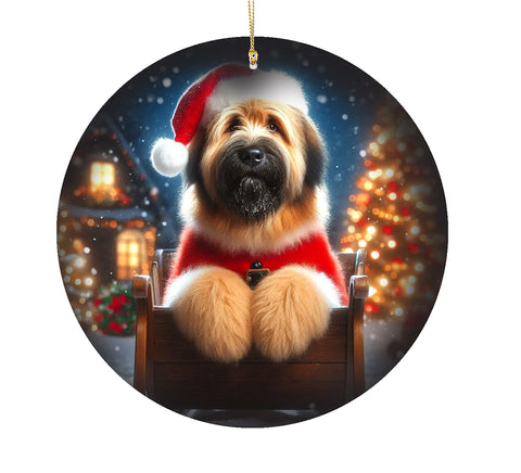 Briard Fawn -   Best of Breed DCR Christmas Tree Porcelain Ornament Double Sided