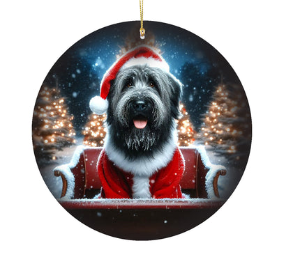 Briard Grey -   Best of Breed DCR Christmas Tree Porcelain Ornament Double Sided