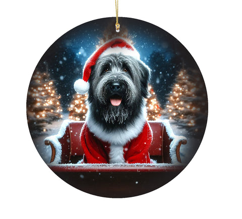 Briard Grey -   Best of Breed DCR Christmas Tree Porcelain Ornament Double Sided