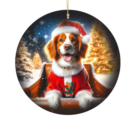 Brittany Spaniel - Best of Breed DCR Christmas Tree Porcelain Ornament Double Sided