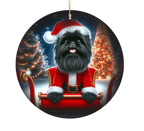 Brussells Griffon Black - Best of Breed DCR Christmas Tree Porcelain Ornament Double Sided