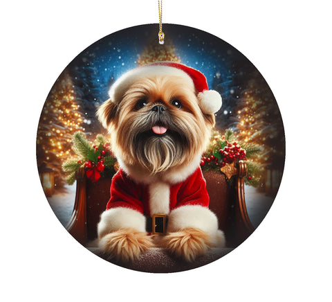 Brussells Griffon Tan - Best of Breed DCR Christmas Tree Porcelain Ornament Double Sided