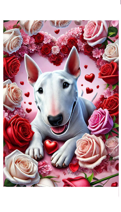 Bull Terrier White - Best of Breed DCR Valentines Day Outdoor House and Garden Flag