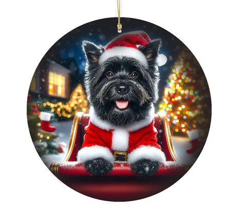 Cairn Terrier Black - Best of Breed DCR Christmas Tree Porcelain Ornament Double Sided
