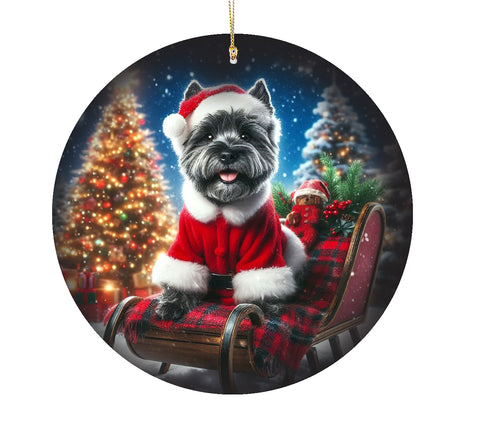 Cairn Terrier Grey - Best of Breed DCR Christmas Tree Porcelain Ornament Double Sided