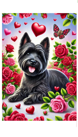 Cairn Terrier Black - Best of Breed DCR Valentines Day Outdoor House and Garden Flag