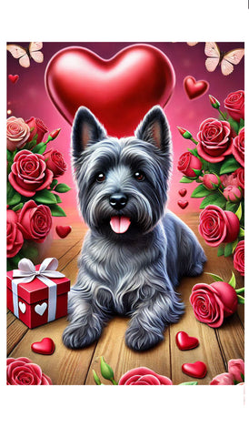 Cairn Terrier Grey - Best of Breed DCR Valentines Day Outdoor House and Garden Flag