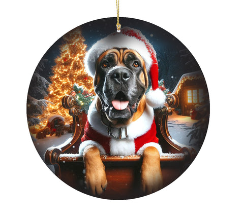 Cane Corso Fawn Uncropped Best of Breed DCR Christmas Tree Porcelain Ornament Double Sided