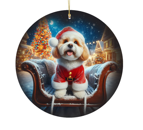 Cavachon -  Best of Breed DCR Patriotic I Tree Porcelain Ornament Double Sided
