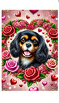 Cavalier King Charles Black and Tan - Best of Breed DCR Valentines Day Outdoor House and Garden Flag