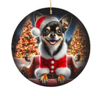 Chihuahua Black and Tan Smooth - Best of Breed DCR Christmas Tree Porcelain Ornament Double Sided