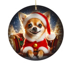 Chihuahua Tan Smooth - Best of Breed DCR Christmas Tree Porcelain Ornament Double Sided