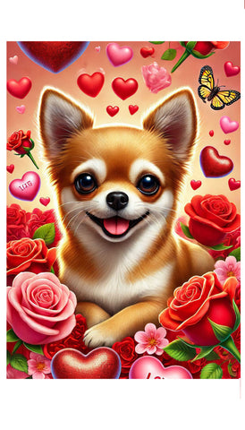 Chihuahua Tan Smooth - Best of Breed DCR Valentines Day Outdoor House and Garden Flag