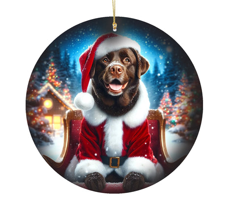 Chocolate Labrador  - Best of Breed DCR Christmas Tree Porcelain Ornament Double Sided