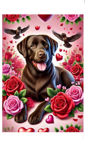 Chocolate Labrador - Best of Breed DCR Valentines Day Outdoor House and Garden Flag