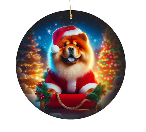 Chow Red - Best of Breed DCR Christmas Tree Porcelain Ornament Double Sided