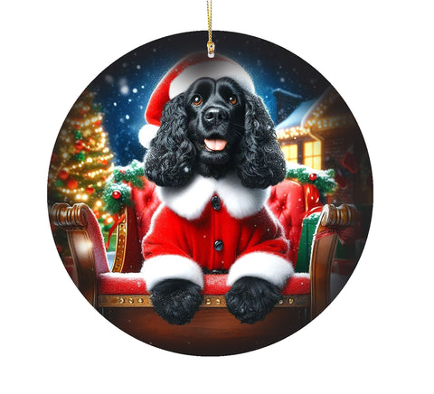 Cocker Spaniel Black - Best of Breed DCR Christmas Tree Porcelain Ornament Double Sided