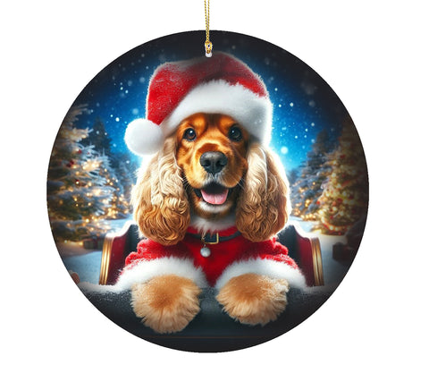 Cocker Spaniel Buff - Best of Breed DCR Christmas Tree Porcelain Ornament Double Sided