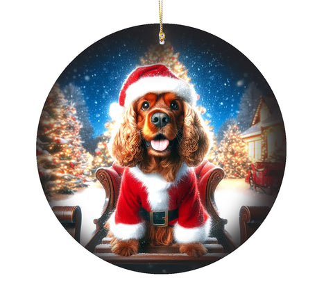 Cocker Spaniel Chocolate - Best of Breed DCR Christmas Tree Porcelain Ornament Double Sided