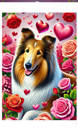 Collie Sable -  Best of Breed DCR Valentines Day Outdoor House and Garden Flag