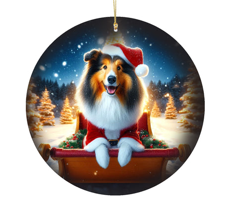 Collie Sable -  Best of Breed DCR Christmas Tree Porcelain Ornament Double Sided