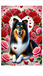 Collie Tri -  Best of Breed DCR Valentines Day Outdoor House and Garden Flag