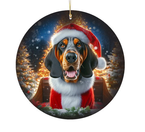 Blue Tick Coonhound -  Best of Breed DCR Christmas Tree Porcelain Ornament Double Sided