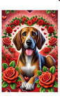 Red Bone Coonhound - Best of Breed DCR Valentines Day Outdoor House and Garden Flag