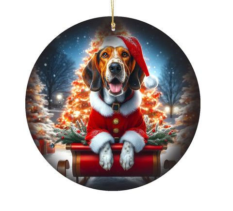 Tree Walker Coonhound  -  Best of Breed DCR Christmas Tree Porcelain Ornament Double Sided