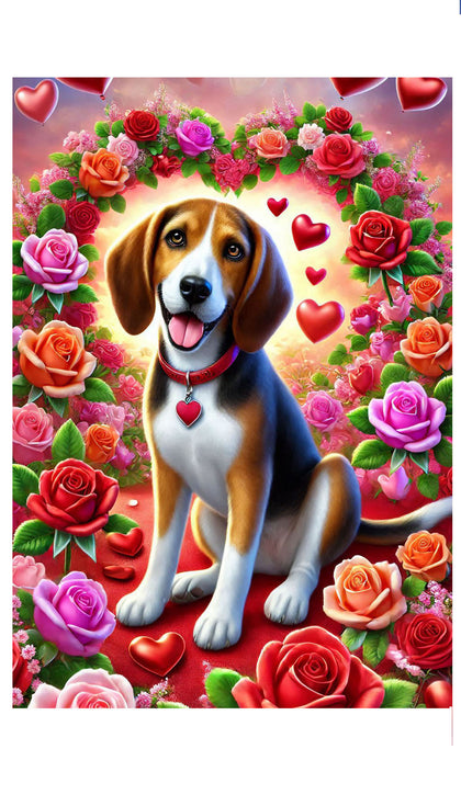 Tree Walker Coonhound - Best of Breed DCR Valentines Day Outdoor House and Garden Flag