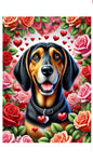 Black and Tan Coonhound -  Best of Breed DCR Valentines Day Outdoor House and Garden Flag