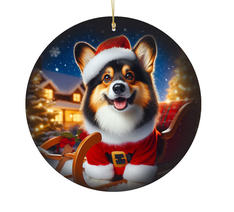 Corgi Pembroke Tri -  Best of Breed DCR Christmas Tree Porcelain Ornament Double Sided