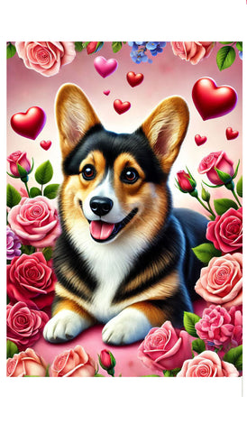 Corgi Pembroke Tri -  Best of Breed DCR Valentines Day Outdoor House and Garden Flag