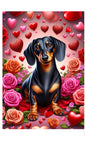 Dachshund Black/Tan Smooth - Best of Breed DCR Valentines Day Outdoor House and Garden Flag