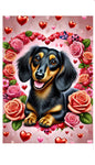 Dachshund Black/Tan Longhair - Best of Breed DCR Valentines Day Outdoor House and Garden Flag