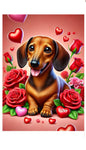 Dachshund Red  Smooth - Best of Breed DCR Valentines Day Outdoor House and Garden Flag