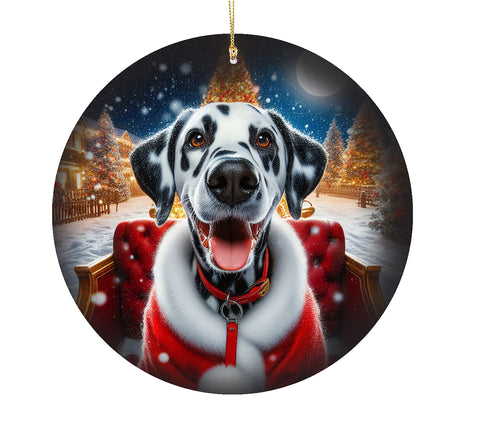Dalmatian Black White  - Best of Breed DCR Christmas Tree Porcelain Ornament Double Sided