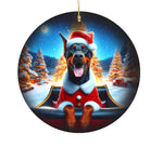 Doberman Black Tan - Best of Breed DCR Christmas Tree Porcelain Ornament Double Sided