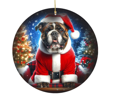 Bulldog Brindle - Best of Breed DCR Christmas Tree Porcelain Ornament Double Sided