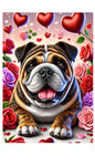 English Bulldog Brindle - Best of Breed DCR Valentines Day Outdoor House and Garden Flag