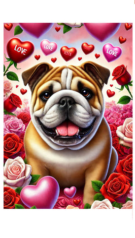 English Bulldog Brown and White - Best of Breed DCR Valentines Day Outdoor House and Garden Flag