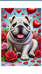 English Bulldog White - Best of Breed DCR Valentines Day Outdoor House and Garden Flag