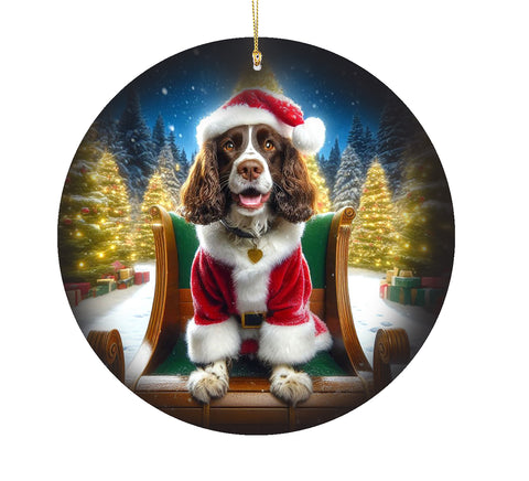 Springer Spaniel Liver White - Best of Breed DCR Christmas Tree Porcelain Ornament Double Sided