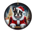 French Bulldog Black/White - Best of Breed DCR Christmas Tree Porcelain Ornament Double Sided