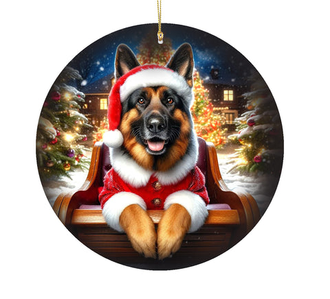 German Shepherd - Best of Breed DCR Christmas Tree Porcelain Ornament Double Sided