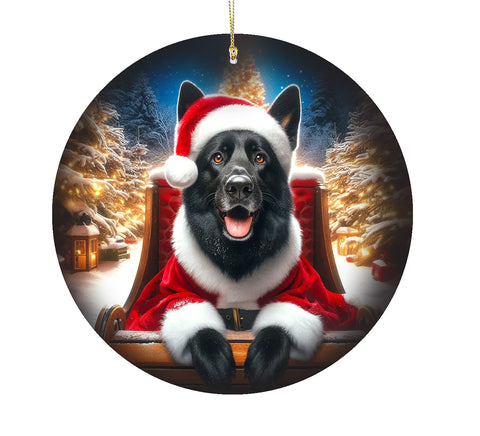 German Shepherd Black - Best of Breed DCR Christmas Tree Porcelain Ornament Double Sided